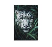 XMHMYHZJ A Snow Leopard Peeking through Tall Grass, Pale Coat Blending Into A Mossy Green Haze of Depth. Wall Art Mural Modern Decoration Hanging Art Poster 24x36inch(60x90cm)