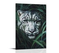 XMHMYHZJ A Snow Leopard Peeking through Tall Grass, Pale Coat Blending Into A Mossy Green Haze of Depth. Wall Art Mural Modern Decoration Hanging Art Poster 08x12inch(20x30cm)