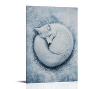 XMHMYHZJ A Snowy White Arctic Fox Lies Curled on A Frosty Gray-blue Backdrop, Its Tail Forming A Perfect Spiral of Winter Peace. Wall Art Mural Modern Decoration Hanging Art Poster 08x12inch(20x30cm)