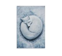 XMHMYHZJ A Snowy White Arctic Fox Lies Curled on A Frosty Gray-blue Backdrop, Its Tail Forming A Perfect Spiral of Winter Peace. Wall Art Mural Modern Decoration Hanging Art Poster 16x24inch(40x60cm)