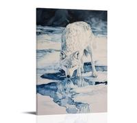 XMHMYHZJ A Snowy Wolf Treading Carefully over Frozen Lakes, Paws Silent Against A Shimmering Ice-blue Field. Wall Art Mural Modern Decoration Hanging Art Poster 12x18inch(30x45cm)
