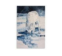 XMHMYHZJ A Snowy Wolf Treading Carefully over Frozen Lakes, Paws Silent Against A Shimmering Ice-blue Field. Wall Art Mural Modern Decoration Hanging Art Poster 08x12inch(20x30cm)