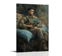 XMHMYHZJ A Soldier Returns Home And Finds A Blue Rose on His Pillow, Left by Someone Who Never Knocked. Wall Art Mural Modern Decoration Hanging Art Poster 12x18inch(30x45cm)