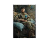 XMHMYHZJ A Soldier Returns Home And Finds A Blue Rose on His Pillow, Left by Someone Who Never Knocked. Wall Art Mural Modern Decoration Hanging Art Poster 08x12inch(20x30cm)