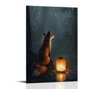XMHMYHZJ A Spirit Fox Rising from A Paper Lantern Lost in A Storm Wall Art Mural Modern Decoration Hanging Art Poster 12x18inch(30x45cm)