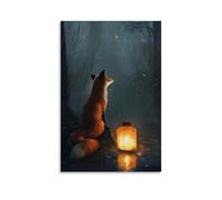 XMHMYHZJ A Spirit Fox Rising from A Paper Lantern Lost in A Storm Wall Art Mural Modern Decoration Hanging Art Poster 20x30inch(50x75cm)