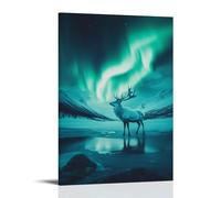 XMHMYHZJ A Spirit Stag Melting Into The Aurora That Breathes Across Arctic Sky Wall Art Mural Modern Decoration Hanging Art Poster 12x18inch(30x45cm)