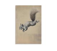 XMHMYHZJ A Squirrel Leaps from Left to Right Across A Flat Tan Canvas, Tail Arched Like A Question Mark in Motion. Wall Art Mural Modern Decoration Hanging Art Poster 20x30inch(50x75cm)