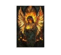 XMHMYHZJ A Stained-glass Angel Glows with Real Firelight during A Storm, Though The Candles Are Long Gone. Wall Art Mural Modern Decoration Hanging Art Poster 08x12inch(20x30cm)