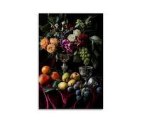 XMHMYHZJ A still Life with Ripe Fruits, Flowers, And A Silver Goblet on A Velvet Cloth Wall Art Mural Modern Decoration Hanging Art Poster 16x24inch(40x60cm)