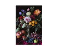 XMHMYHZJ A still Life with Ripe Fruits, Flowers, And A Silver Goblet on A Velvet Cloth Wall Art Mural Modern Decoration Hanging Art Poster 08x12inch(20x30cm)