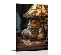 XMHMYHZJ A Toad in Wool Vest Playing Solitaire Under An Antique Lampshade Wall Art Mural Modern Decoration Hanging Art Poster 20x30inch(50x75cm)