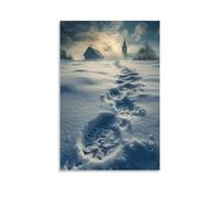 XMHMYHZJ A Trail of Footprints And Cross Marks Leads through The Snow Where The Knight Passed to Defend The Last Chapel. Wall Art Mural Modern Decoration Hanging Art Poster 20x30inch(50x75cm)