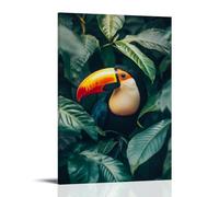 XMHMYHZJ A Vibrant Toucan Resting Among Unseen Leaves, Its Colorful Beak Striking Boldly Against A Mint Background. Wall Art Mural Modern Decoration Hanging Art Poster 08x12inch(20x30cm)