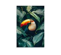 XMHMYHZJ A Vibrant Toucan Resting Among Unseen Leaves, Its Colorful Beak Striking Boldly Against A Mint Background. Wall Art Mural Modern Decoration Hanging Art Poster 08x12inch(20x30cm)