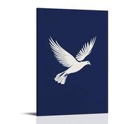 XMHMYHZJ A White Dove Flying Upward on A Solid Navy Background Wall Art Mural Modern Decoration Hanging Art Poster 16x24inch(40x60cm)