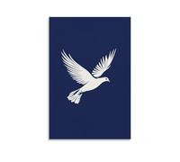 XMHMYHZJ A White Dove Flying Upward on A Solid Navy Background Wall Art Mural Modern Decoration Hanging Art Poster 20x30inch(50x75cm)