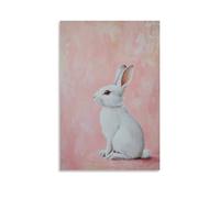 XMHMYHZJ A White Rabbit Sits Upright on A Soft Pink Background, Ears Extended As If Listening to The Sound of Silence. Wall Art Mural Modern Decoration Hanging Art Poster 12x18inch(30x45cm)