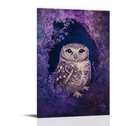 XMHMYHZJ A Wide-eyed Owl Perched Quietly in A Hollow Against A Twilight Lavender Background, Seeing The Unseen. Wall Art Mural Modern Decoration Hanging Art Poster 08x12inch(20x30cm)