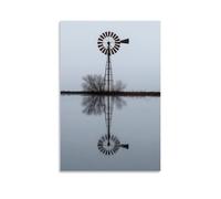 XMHMYHZJ A Windmill Cross Turns Above The Water, And Its Reflection Forms A Rose in Perfect Rotation. Wall Art Mural Modern Decoration Hanging Art Poster 12x18inch(30x45cm)