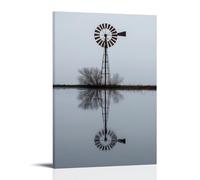 XMHMYHZJ A Windmill Cross Turns Above The Water, And Its Reflection Forms A Rose in Perfect Rotation. Wall Art Mural Modern Decoration Hanging Art Poster 12x18inch(30x45cm)