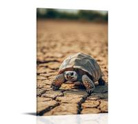 XMHMYHZJ A Wise Tortoise Slowly Stepping Across Cracked Ground, Captured in Browns over A Sun-bleached Field. Wall Art Mural Modern Decoration Hanging Art Poster 24x36inch(60x90cm)
