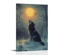 XMHMYHZJ A Wolf Howling Toward Unseen Moon on Winter Slate Wall Art Mural Modern Decoration Hanging Art Poster 20x30inch(50x75cm)