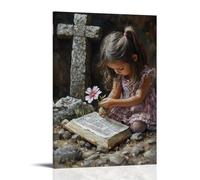 XMHMYHZJ A Young Girl Plants Her First Flower Beneath A Stone Cross, Marking The Page in Her Bible with Its Petal. Wall Art Mural Modern Decoration Hanging Art Poster 08x12inch(20x30cm)