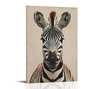 XMHMYHZJ A Zebra Looking Straight Ahead on Light Tan Wall Art Mural Modern Decoration Hanging Art Poster 24x36inch(60x90cm)