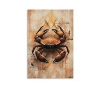 XMHMYHZJ Abstract Crab Richly Detailed by Harmoniously Flowing Geometric Patterns Set on Solid Canvas. Wall Art Mural Modern Decoration Hanging Art Poster 12x18inch(30x45cm)