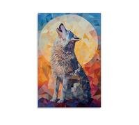 XMHMYHZJ Abstract Wolf Howling Softly Amidst Quiet Movements of Geometric Patterns. Wall Art Mural Modern Decoration Hanging Art Poster 12x18inch(30x45cm)
