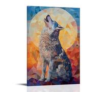 XMHMYHZJ Abstract Wolf Howling Softly Amidst Quiet Movements of Geometric Patterns. Wall Art Mural Modern Decoration Hanging Art Poster 12x18inch(30x45cm)