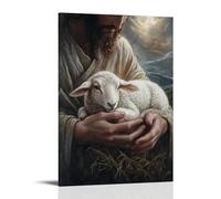 XMHMYHZJ Amid A Raging Storm, The Lamb Rests Peacefully in Jesus’ Hands, Shielded from Wind And Thunder by His Presence Alone. Wall Art Mural Modern Decoration Hanging Art Poster 12x18inch(30x45cm)