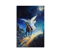 XMHMYHZJ An Angel And A Horse Gallop Across The Night Sky, The Trail behind Them Sparkling Like Hope. Wall Art Mural Modern Decoration Hanging Art Poster 12x18inch(30x45cm)