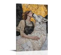 XMHMYHZJ An Angel Raises A Wounded Wolf Into The Sky Where It Becomes A Constellation. Wall Art Mural Modern Decoration Hanging Art Poster 16x24inch(40x60cm)
