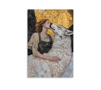 XMHMYHZJ An Angel Raises A Wounded Wolf Into The Sky Where It Becomes A Constellation. Wall Art Mural Modern Decoration Hanging Art Poster 08x12inch(20x30cm)