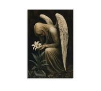 XMHMYHZJ An Angel with Ash-covered Wings Kneels Beside A Grave, Planting A Lily in Silence. Wall Art Mural Modern Decoration Hanging Art Poster 20x30inch(50x75cm)