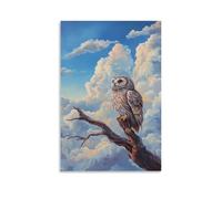 XMHMYHZJ An Owl Perched on An Ancient Branch Beneath A Renaissance Sky, Its Feathers Finely Detailed in Oils Wall Art Mural Modern Decoration Hanging Art Poster 12x18inch(30x45cm)