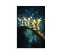 XMHMYHZJ Angels Build A Bridge between Heaven And Earth, Using Stars And Scripture As Their Stones. Wall Art Mural Modern Decoration Hanging Art Poster 24x36inch(60x90cm)