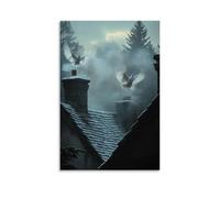 XMHMYHZJ Angels Descend over Rooftops As Chimneys Smoke with The Scent of Prayer And Pine. Wall Art Mural Modern Decoration Hanging Art Poster 20x30inch(50x75cm)