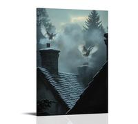 XMHMYHZJ Angels Descend over Rooftops As Chimneys Smoke with The Scent of Prayer And Pine. Wall Art Mural Modern Decoration Hanging Art Poster 12x18inch(30x45cm)