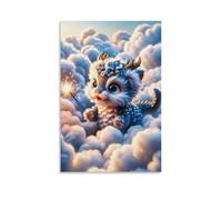 XMHMYHZJ Animal Art, Cat, Dream Catcher, Fantasy Animal Print, Clouds Wall Art Mural Modern Decoration Hanging Art Poster 08x12inch(20x30cm)