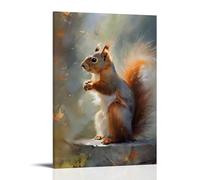 XMHMYHZJ Animal Digital Painting of A Red Squirrel on A Ledge Wall Art Mural Modern Decoration Hanging Art Poster 24x36inch(60x90cm)