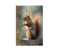 XMHMYHZJ Animal Digital Painting of A Red Squirrel on A Ledge Wall Art Mural Modern Decoration Hanging Art Poster 12x18inch(30x45cm)