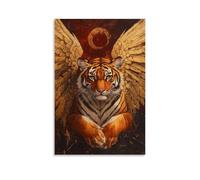 XMHMYHZJ Animal Oil Painting A Crimson Tiger With Wings of Gold Guards The Gate to The Spirit World Wall Art Mural Modern Decoration Hanging Art Poster 12x18inch(30x45cm)