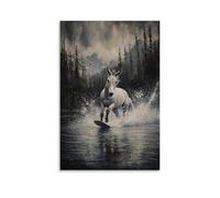 XMHMYHZJ Animal Oil Painting- A Donkey Windsurfing Across A Lake during A Spring Storm, Hooves Planted Firm Wall Art Mural Modern Decoration Hanging Art Poster 24x36inch(60x90cm)