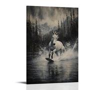XMHMYHZJ Animal Oil Painting- A Donkey Windsurfing Across A Lake during A Spring Storm, Hooves Planted Firm Wall Art Mural Modern Decoration Hanging Art Poster 08x12inch(20x30cm)
