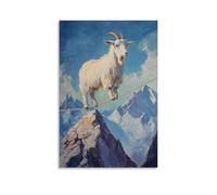 XMHMYHZJ Animal Oil Painting- A Goat Balancing on A Slackline Stretched between Mountain Peaks. Wall Art Mural Modern Decoration Hanging Art Poster 24x36inch(60x90cm)