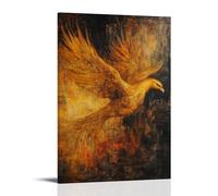 XMHMYHZJ Animal Oil Painting A Golden Phoenix Emerges from The Ashes Amid A Dawn of Fire And Rebirth Wall Art Mural Modern Decoration Hanging Art Poster 16x24inch(40x60cm)