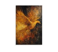 XMHMYHZJ Animal Oil Painting A Golden Phoenix Emerges from The Ashes Amid A Dawn of Fire And Rebirth Wall Art Mural Modern Decoration Hanging Art Poster 12x18inch(30x45cm)